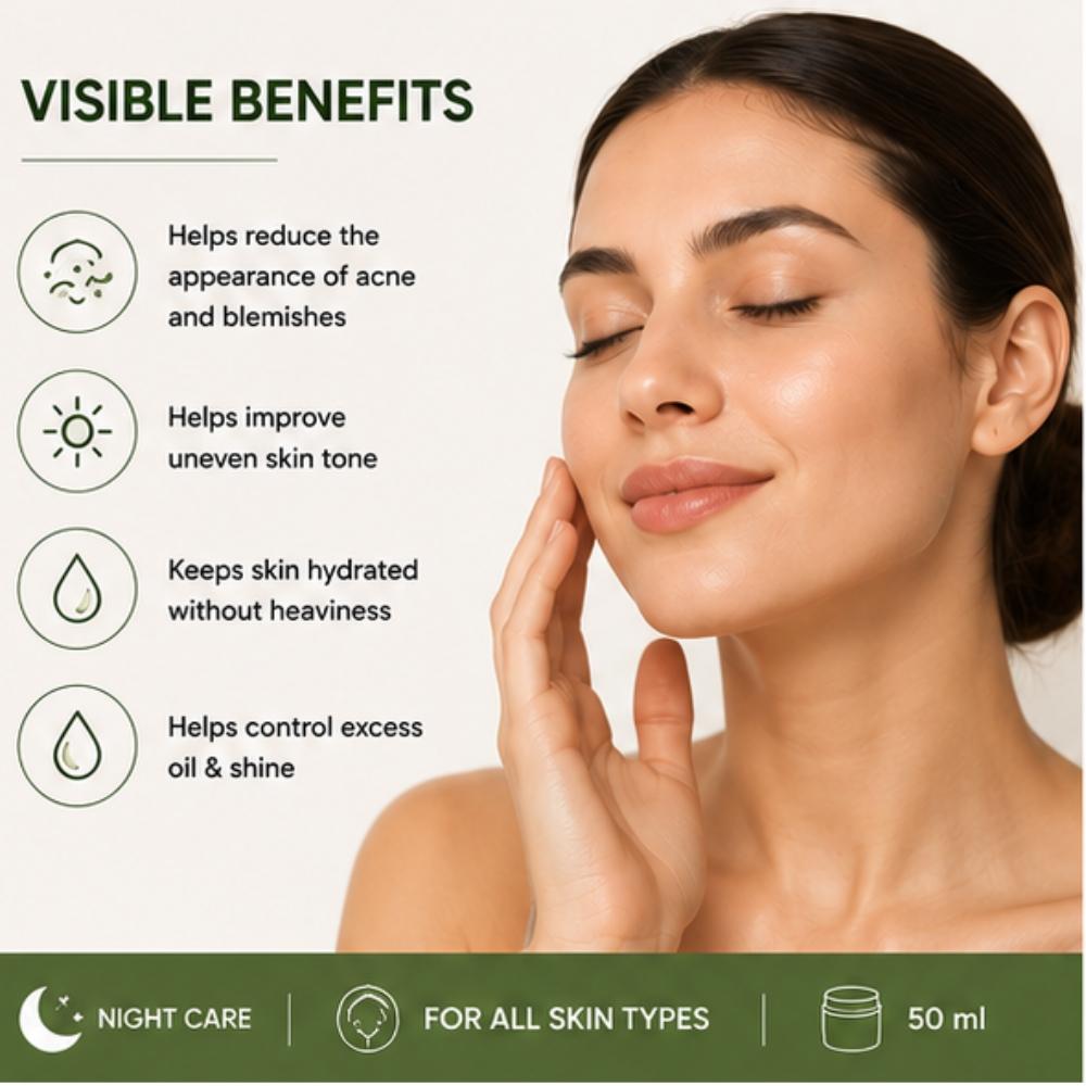 KOREAV Overnight Care Cream For Acne Prone Skin | Lightweight Night Cream 50ml