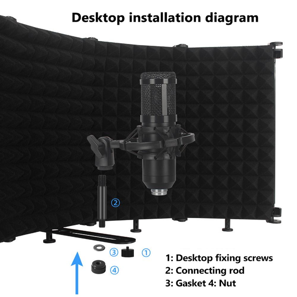 Складная регулируемая звукопоглощающая панель для записи вокала, портативный микрофон с акустической изоляцией