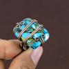 Copper Turquoise Handmade Copper Wire Wrap Jewelry Ring Size 6.5 K2J11