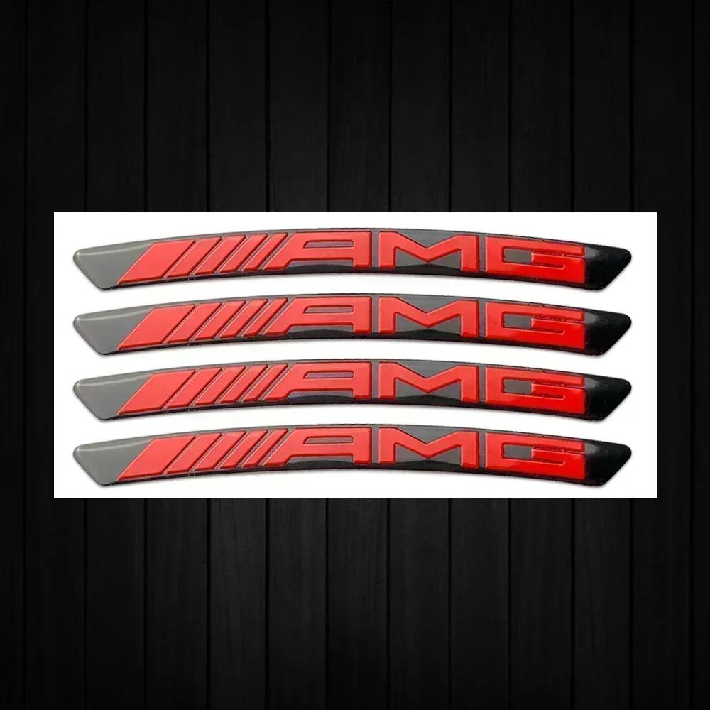 CQZ1 4pcs AMG Emblem Car Wheel Sticker Rims Cover Decal Accessories For Mercedes Benz Brabus Smart Maybach W204 GLC CLA W205 W203