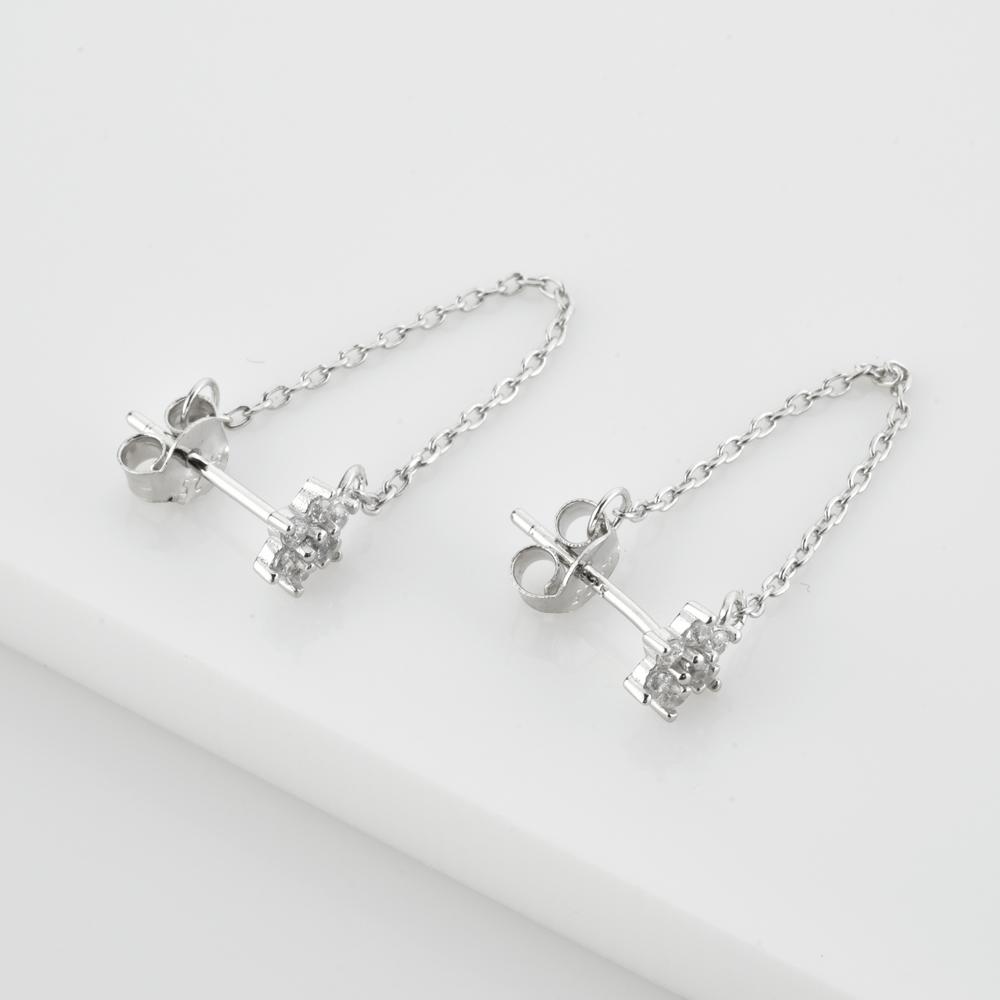 ANDYWEN 925 Sterling Silver Gold Midnight Chain Stud Earring Wedding Flower Piercing Pendiente Luxury Jewelry