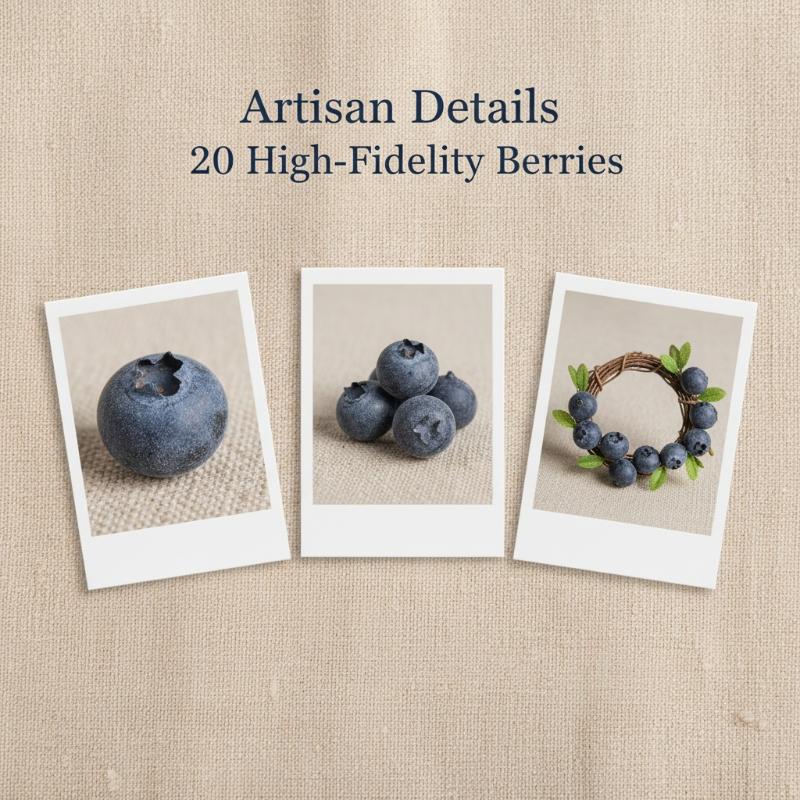 Lifelike Blueberry 20 Pcs Artificial Set Plastic Fruit for Bistro Coffee Shop and  Decor
