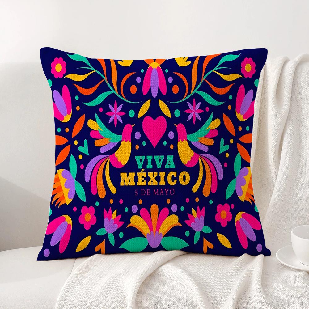 Viva Mexico Пурпурная Наволочка Натуральный Лен Органическая Ткань Двусторонняя Печать Диван Домашний Декор Подарок Наволочка