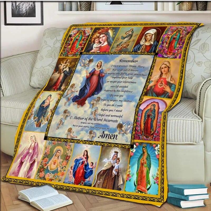 Одеяло с Девой Марией и Иисусом для офиса, дома, пешего туризма, пикника, толстое одеяло, модное покрывало, фланелевое одеяло, пледы
