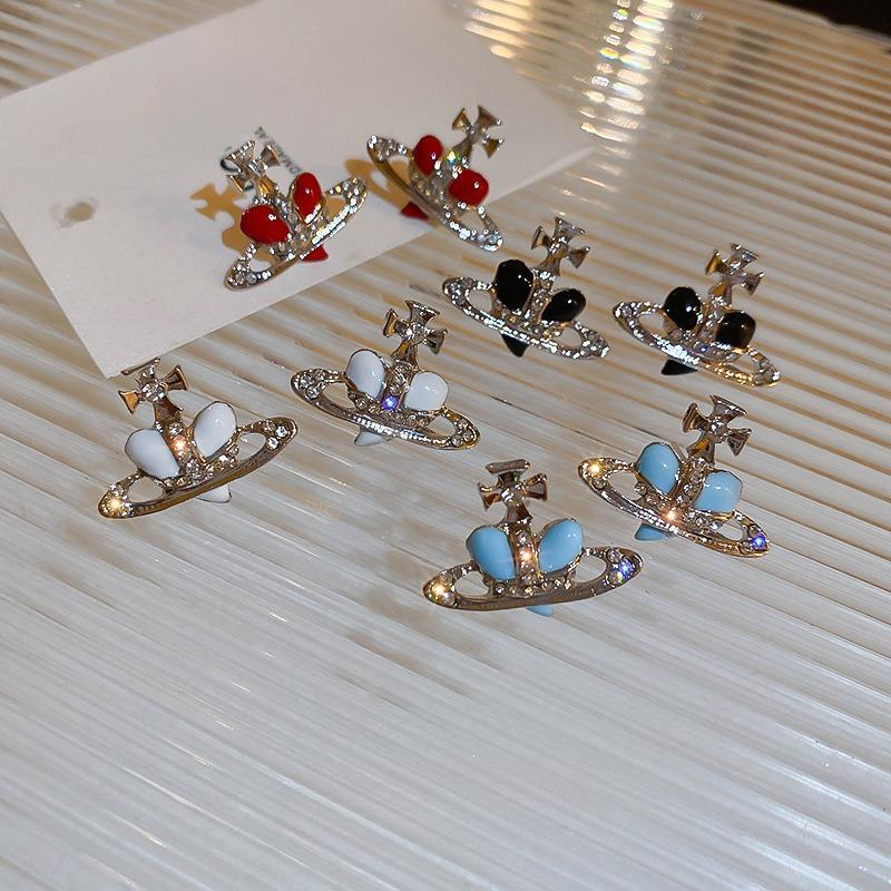 Модные серьги Сатурн в форме сердца с маслом и цирконием, милые женские легкие роскошные вечерние ювелирные аксессуары, подарки