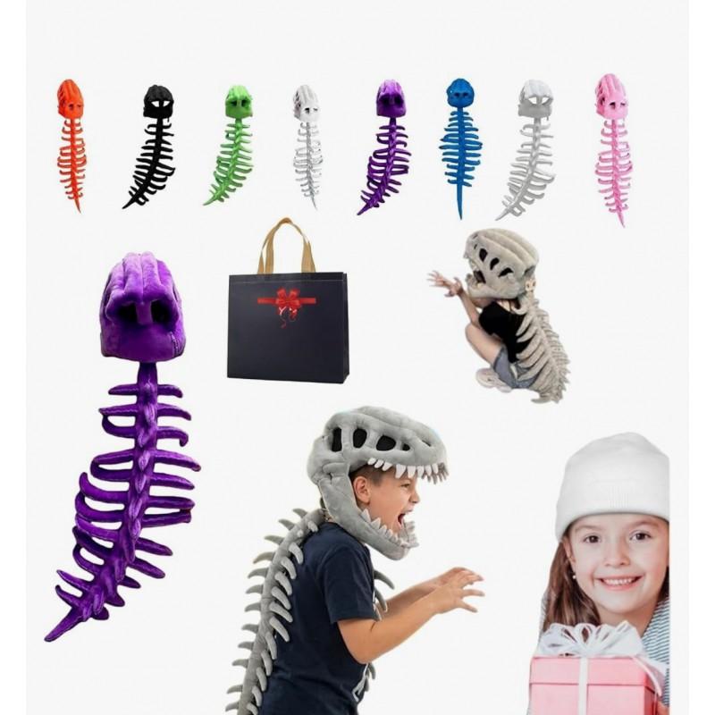 Dinosaur Skeleton Hooded Plush Toy Halloween Costume Party Adult Cosplay Stuffed Animal Gift