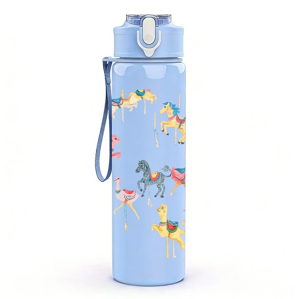 1PC Flying Crane Bird Group 750ml Color Plastic Sports Water Bottle Leakproof Flip Straw Lid Suitable for Sports Office Home Use