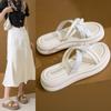 Stylish Women's Summer Flat Sandals Thick Sole Casual Slippers Perfect For Dresses In Green Beige And Black