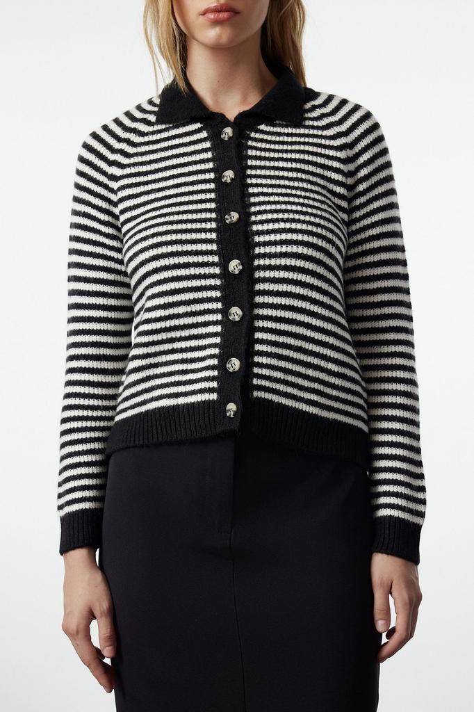 Женский кардиган Элегантный стиль Черный Мягкий Фактурный Цветной блок Вязаный кардиган