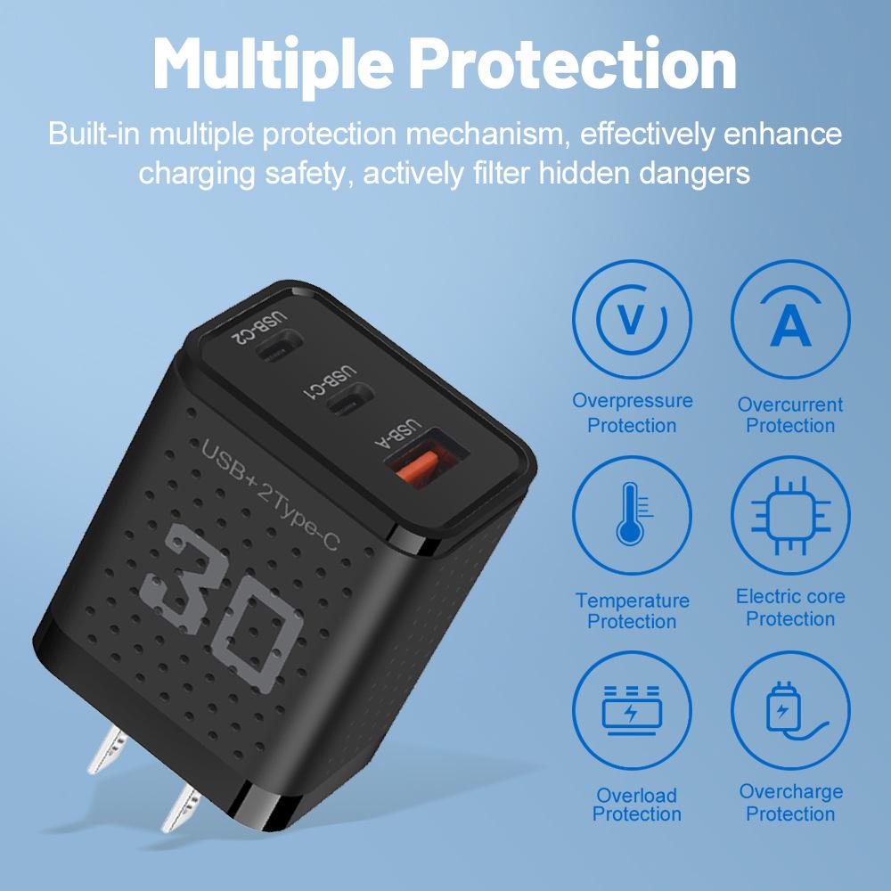 Двойное PD+USB зарядное устройство 2,4 А: Дорожный адаптер US/EU/UK