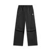 Li Ning Sports Lifestyle Series Solid Color Mid Waist Drawstring Breathable Versatile Loose Casual Pants Women Pants Black AKXV188-2
