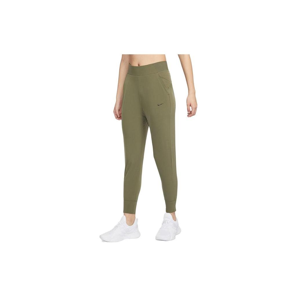 Nike Однотонные облегающие повседневные спортивные брюки женские низы зеленые CU4612-222