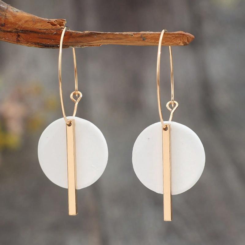 1 Pair Bohemian Minimalist Geometric Circle & Bar Shape Alloy Hoop Earrings, Fashion Multi-Color Alloy Earring Rings for Women, Gift