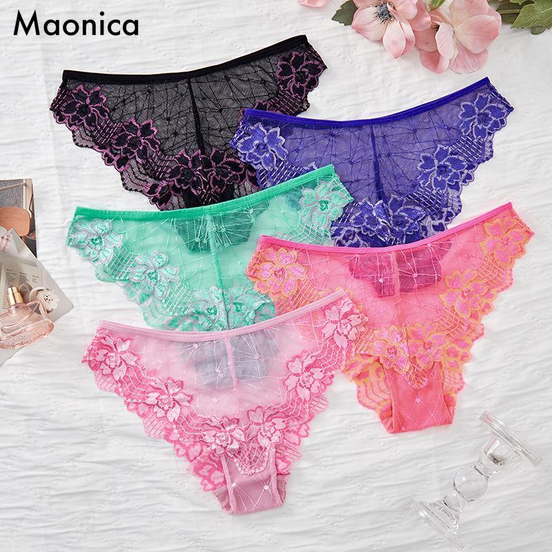 Европейский размер Женские радужные кружевные трусики Женские разноцветные ластовица из чистого хлопка Летние женские трусы Со средней посадкой Цвет леденца Нижнее белье