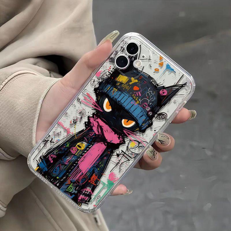 Забавный Посланник Ада Черный Кот Прозрачный Чехол Для Телефона Для iPhone 17 16 15 11 12 14 13 Pro Max Mini X XS XR 7 8 Plus SE4 16e Милый Чехол