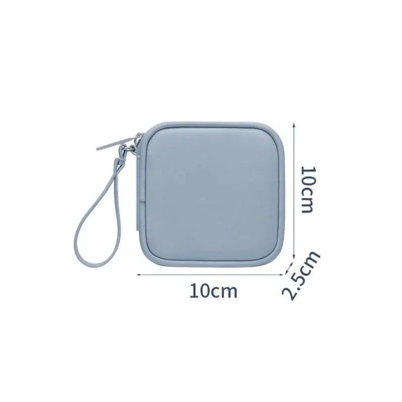 Girls Sanitary Napkin Pad Pouch PU Leather Tampon Storage Bag Portable Makeup Lipstick Key Earphone Data Cables Travel Organizer