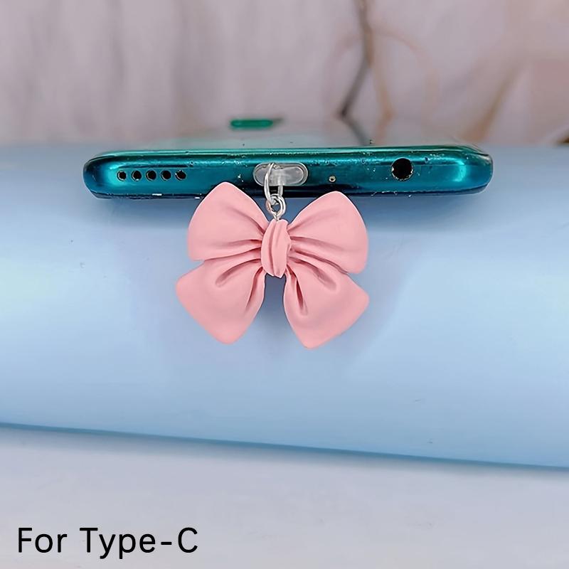 Заглушка от пыли для телефона, милый бант, аксессуар для телефона, подвеска, украшение для iPhone, интерфейс зарядки Type-C