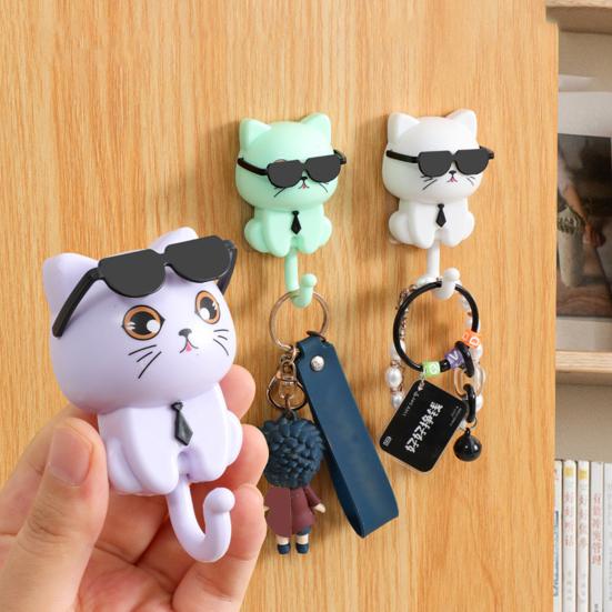 Storage Hook Strong Load-bearing Waterproof Cartoon Cat Shaped Coat Hook Scarf Bag Hanger Hook Wall Decoration