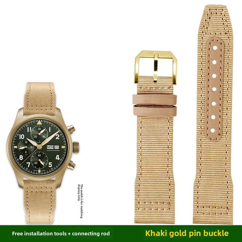 Для IWC Pilot Нейлоновый ремешок из натуральной кожи для часов IWC Mark 18 Balack Aces Portuguese оригинальный плетеный холщовый ремешок Браслет