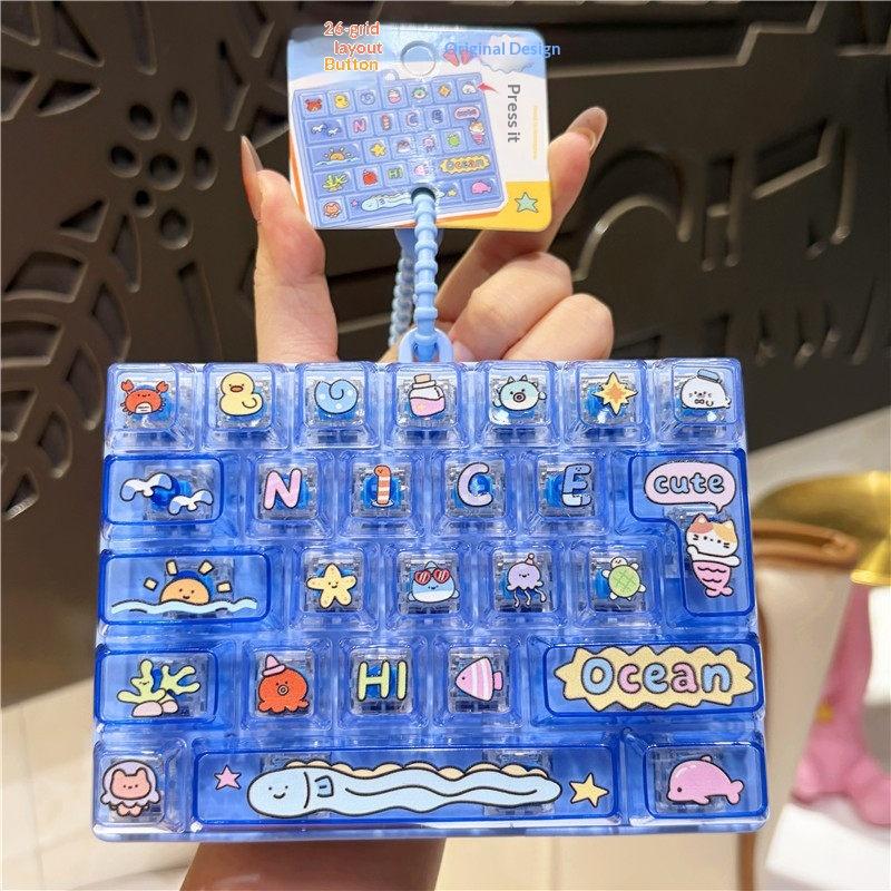 Cute Portable Decompression Toy 26 Key Sensory Push Button Toy Fashion Bag Pendant for Daily Time Killing