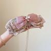 Grab Clip Chiffon Bowknot Hair Clip Floral Flower Hairpin Large Size Bow Ribbon Hair Claw  Travel