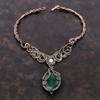 Faceted Zambian Emerald Necklace Copper Wire Wrapped Gemstone Necklace Gift For Her Handmade Copper Wire Jewelry Rainbow Moonstone Necklace