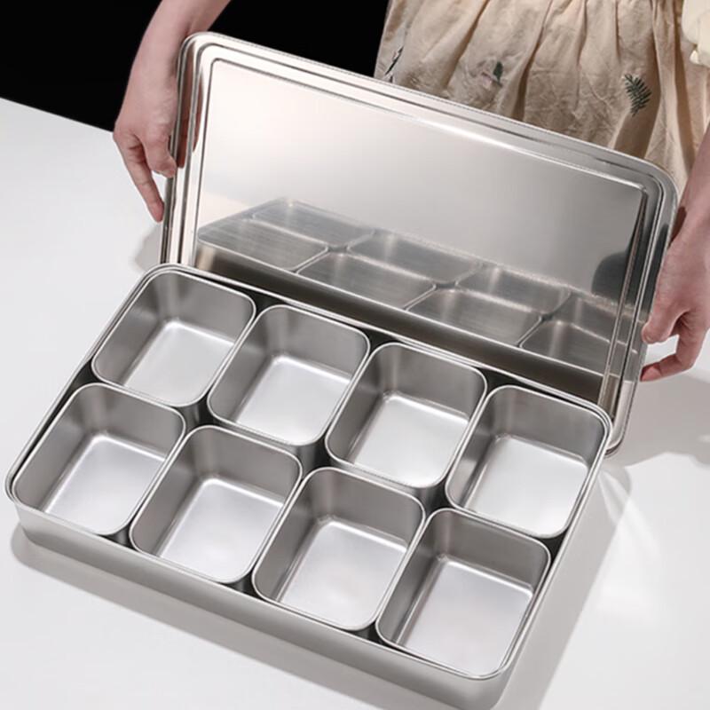 Юньшуан Коммерческая нержавеющая сталь 8-секционный контейнер для приправ с крышкой