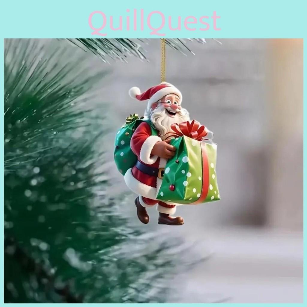 Acrylic Santa Festive Car Accessory Holiday Theme Vehicle Pendant Decoration