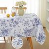 Синие Белые Цветочные Прямоугольные Скатерти Домашний Декор для Вечеринок Многоразовая Водонепроницаемая Скатерть для Праздничного Свадебного Стола