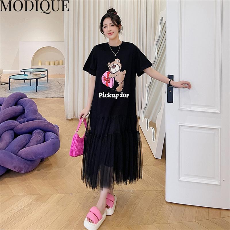 MODIQUE Summer Plus Size New Dress Shirt Women Loose Mesh Cotton Linen A-Line Dress Solid Casual Female Dresses O-Neck Short Sleeve