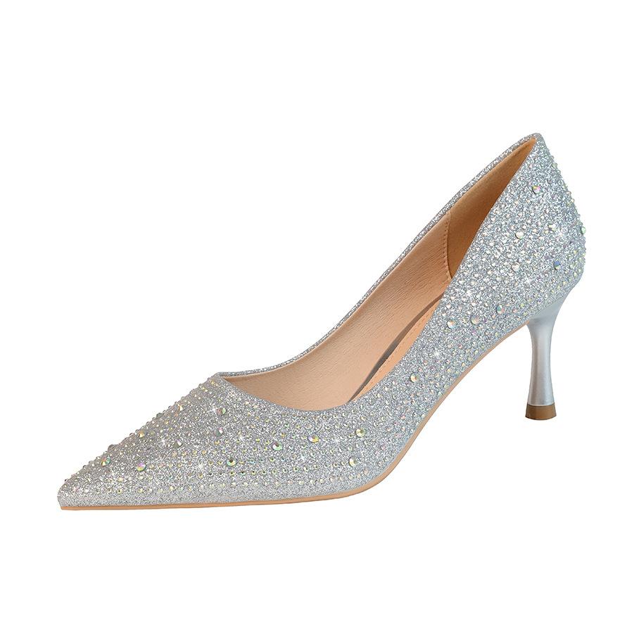 Модные женские босоножки с острым носком для ночного клуба, тонкие женские туфли-шпильки, туфли на высоком каблуке со стразами и пайетками