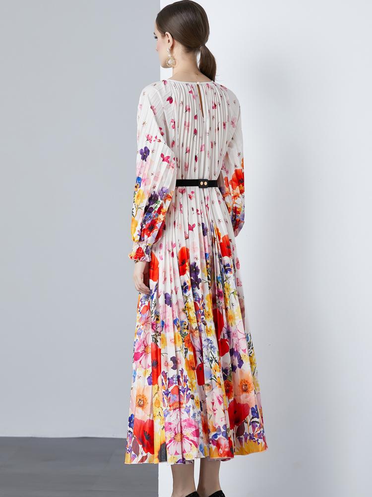 Женские свободные пляжные платья с большим распашным принтом на берегу моря, длинное плиссированное платье макси большого размера с поясом