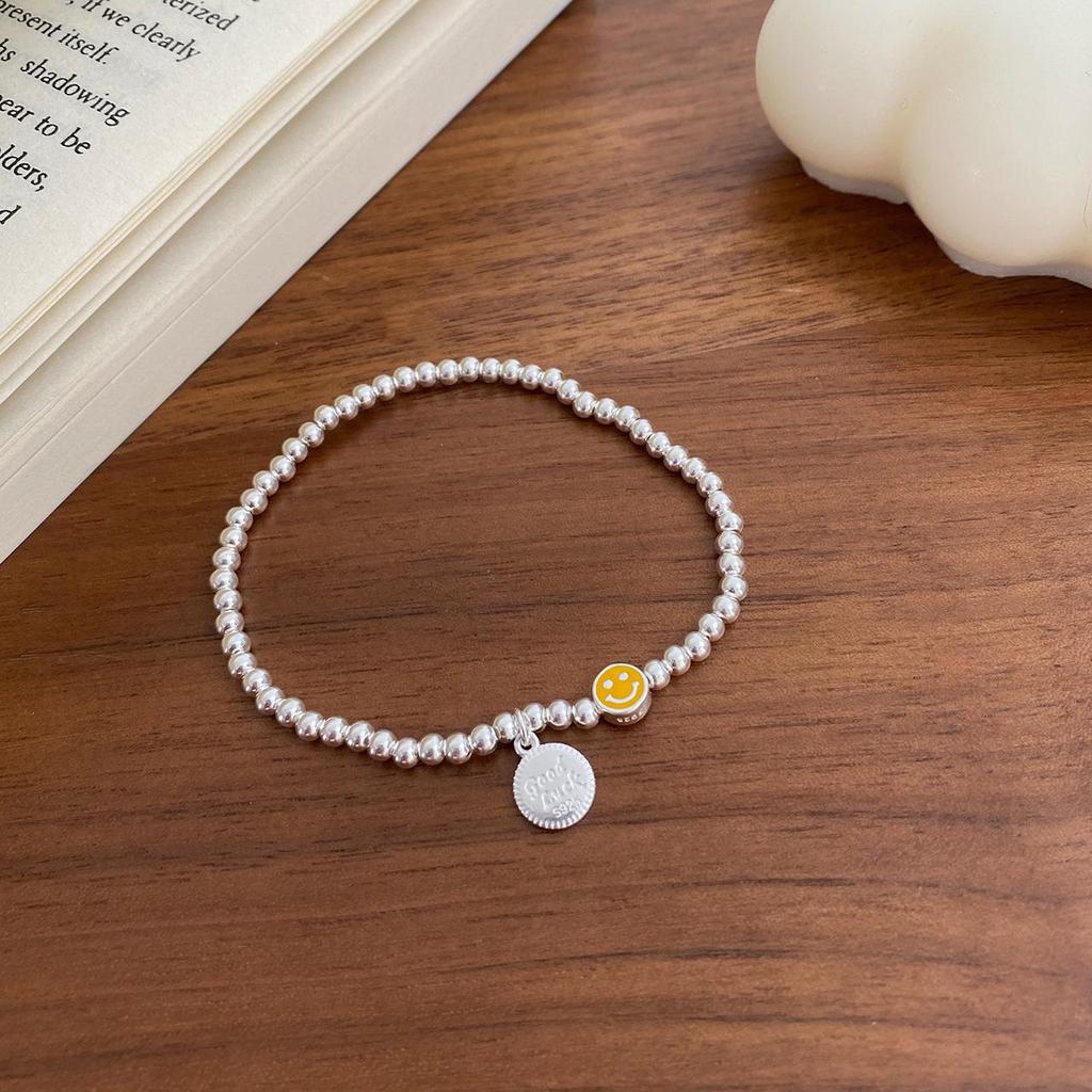 Браслет из разноцветных бусин Smiley из серебра 925 пробы для женщин — модный, стильный и универсальный