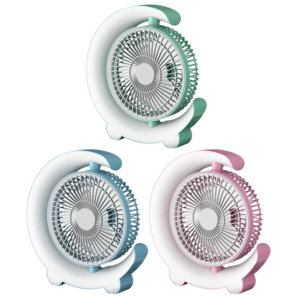 USB Desk Fan 3 Speeds with Colorful Light Portable Table Fan 360 Degree Rotatable Quiet for Home Office Bedroom Dorm Summer Gift