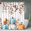 Rustic Farmhouse Pumpkins Shower Curtain 3D Printing Waterproof Fall Thanksgiving Design with 12 Hooks Bathroom Accessories