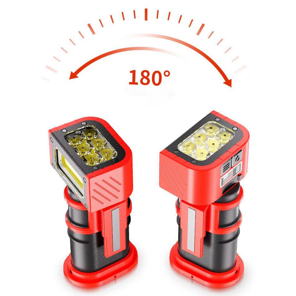 Car Work Light 180-degree Rotation Auto Work Light Digital Display Double Hooks Type-C Charging Magnetic Lamp For Garage