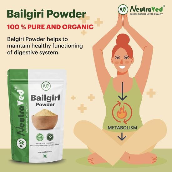 NeutraVed Bael Giri Powder - 100% Pure and Natural, Food-Grade Stand-Up Zipper Pouch, Pack of 1 (200g)