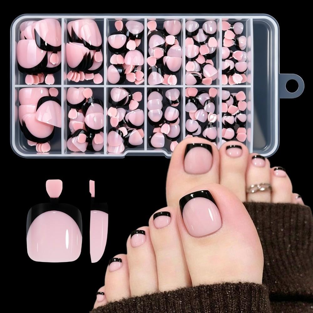 120 pcs Glossy Finish Press On Toenails Pre Colored Toe Nail Box Pack Fake Toenails For Women Girls