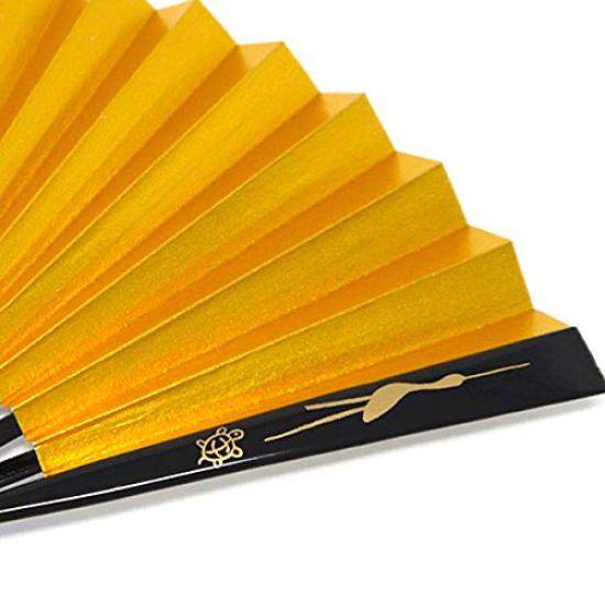 Kimono Formal Folding Crane and Turtle Gold and Black Formal Gold and Silver Style [Stylish Iroha] Fan, Design, Silver, Lacquer, Fan, Maki-e