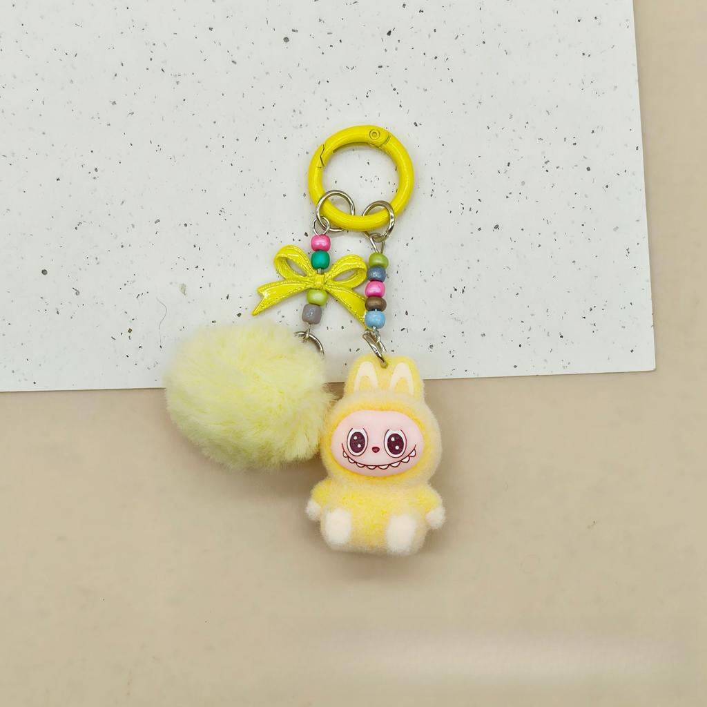 Three-dimensional Flocking Keychain Pendant Cute Bag Accessories Doll Cartoon Ornament