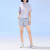 Anta Solid Color Hooded Knit Short Sleeve T-Shirt Women Tops Light-Purple 162327112-1