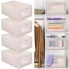 4Pcs Foldable Clothing Organizer with Clear Window Cotton Line Drawers Jeans Storage Box for Wardrobe Closets Toy Organizers