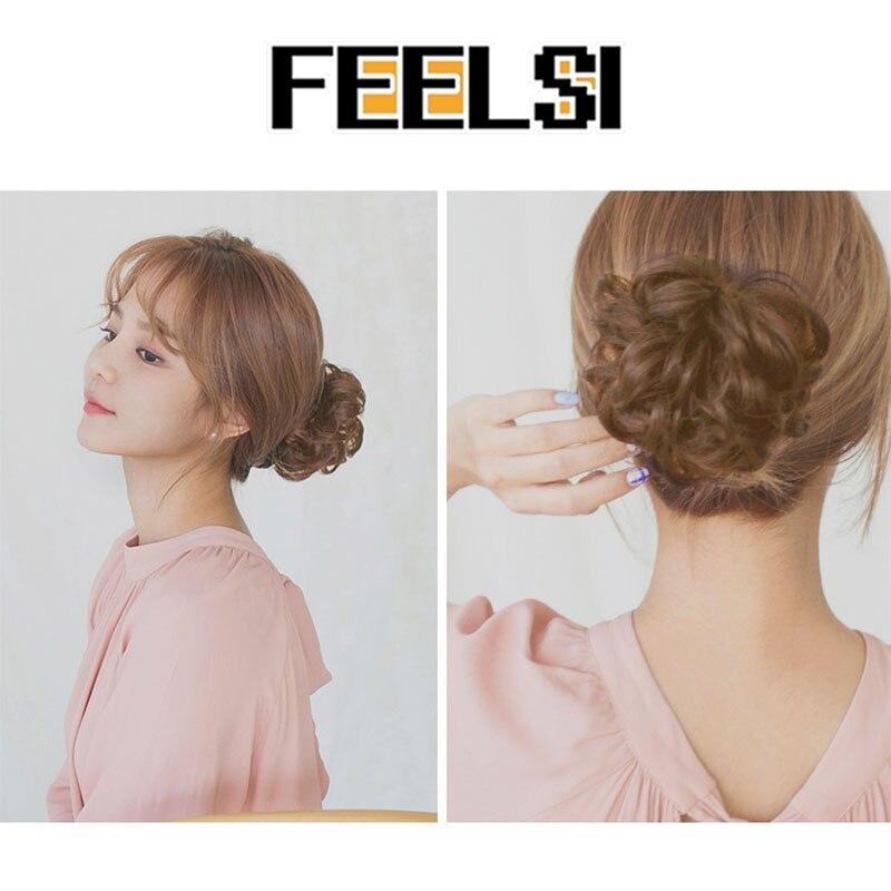 Женский вьющийся шиньон с эластичной резинкой, синтетическая резинка для волос, небрежный пучок, шиньоны