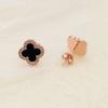 Women's Black Four-leaf Clover Earrings Full Diamond Zircon Anti-allergic Jewelry Earrings