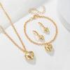 1Set Simple Golden Heart Pendant Earrings Necklace Bracelet Jewelry Set Exquisite Women'S Jewelry Anniversary Gifts