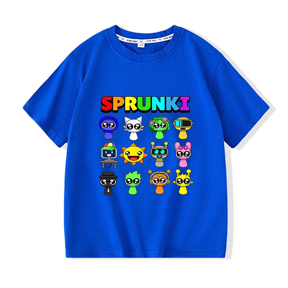Детская футболка Sprunki 100% Хлопок Милые Девочки Мальчики Дети Топы Мультяшный Принт Футболки Повседневные С Круглым Вырезом С Коротким Рукавом Летняя Одежда