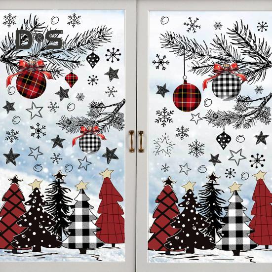 8 листов/комплект рождественских наклеек на окна из водонепроницаемого ПВХ-шара в виде елки, снежинки, статическая наклейка на стекло для украшения дома, офиса и вечеринки