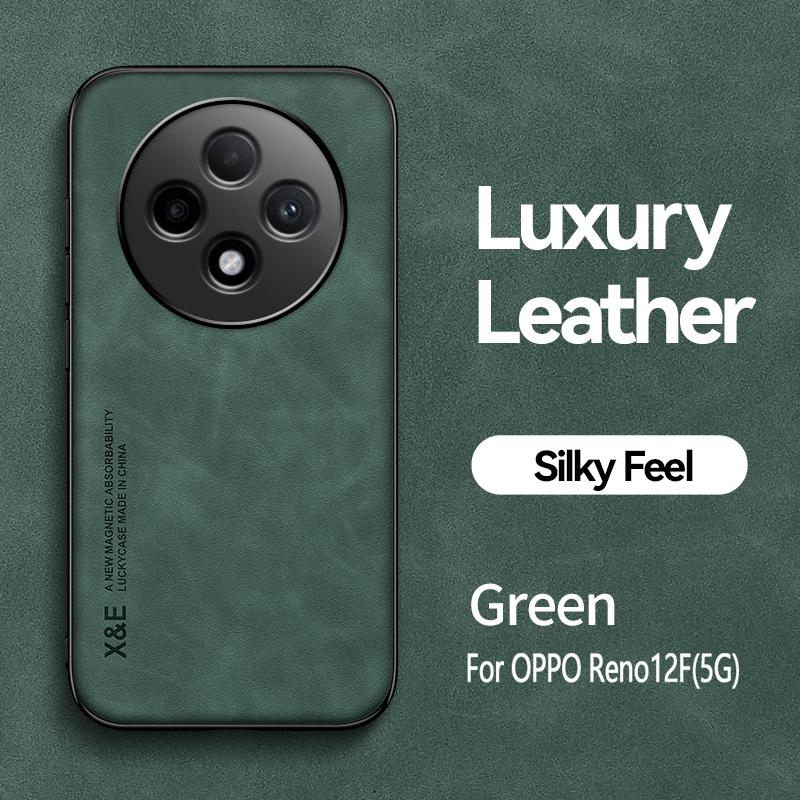 KEYSION Роскошный ретро-чехол из искусственной кожи для OPPO Reno12 F 5G, мягкий силиконовый + противоударный чехол для задней панели телефона из поликарбоната для OPPO Reno 12 F 12F 5G