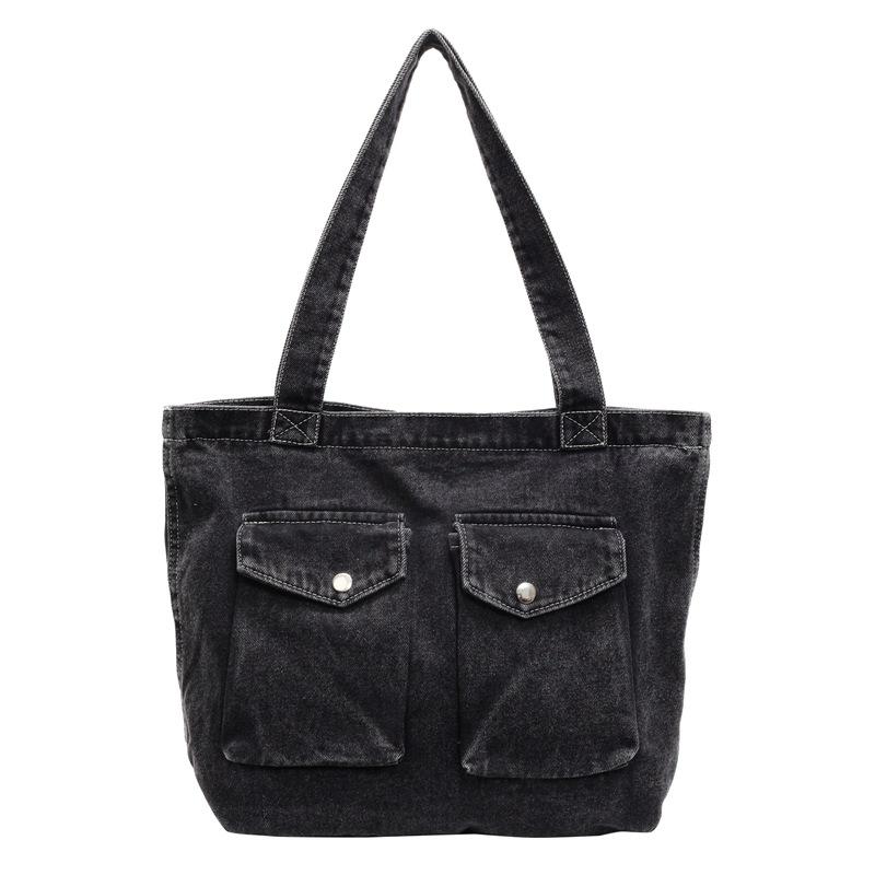 Большая вместительная сумка-тоут женская джинсовая сумка через плечо студенческая сумка для занятий