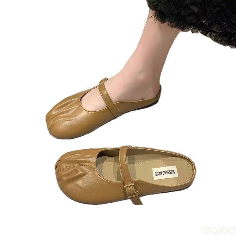 Fashion Women's Outdoor Casual Flat Shoes with Toe Caps Half Drag Women's Spring Autumn New Style Simple Comfortable Single Shoes